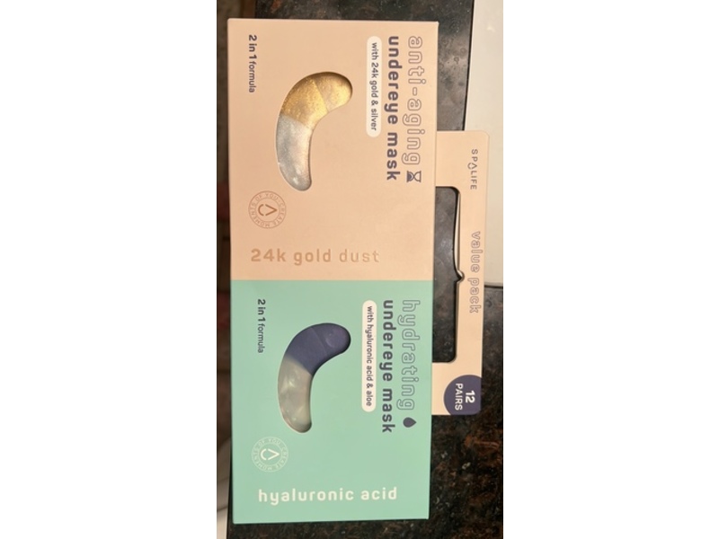Spalife Anti-Aging & Hydrating Under Eye Mask, 24K Gold Dust + Hyaluronic Aid, 12 Pairs
