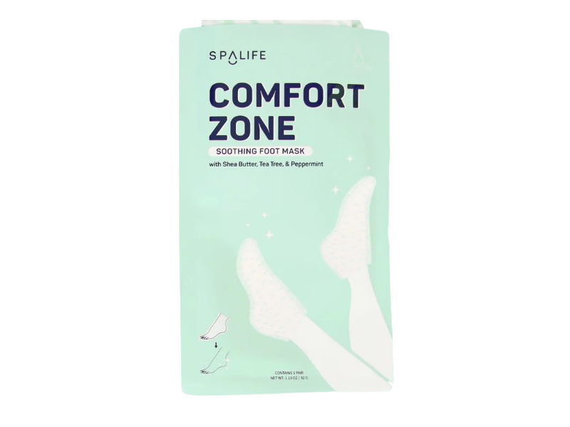 Spalife Comfort Zone Soothing Foot Mask, Shea Butter + Tra Tree & Peppermint, 1.13 oz/32 g, 1 Pair