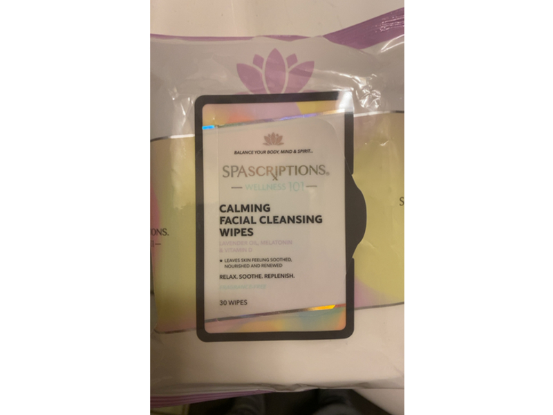 Spascriptions Calming Facial Cleansing Wipes, Lavender Oil, Melatonin & Vitamin D, 30 Count