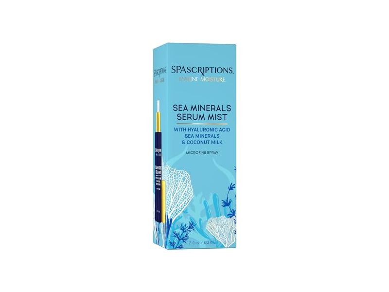 Spascriptions Marine Moisture Sea Minerals Serum Mist, Hyaluronic Acid + Sea Minerals & Coconut Milk, 2 fl oz/60 mL