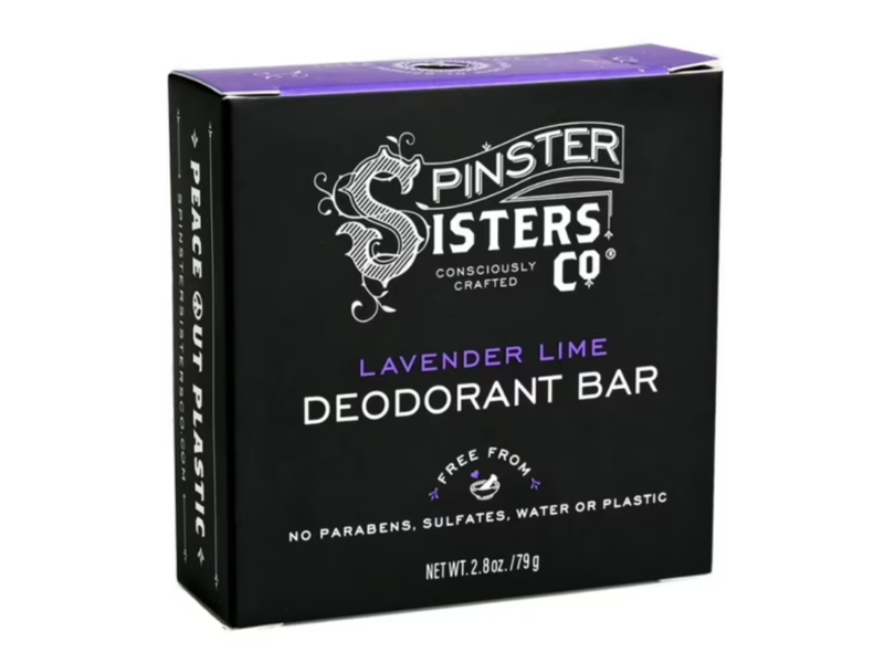 Spinster Sister Co. Deodorant Bar, Lavender Lime, 2.8 oz/79 g