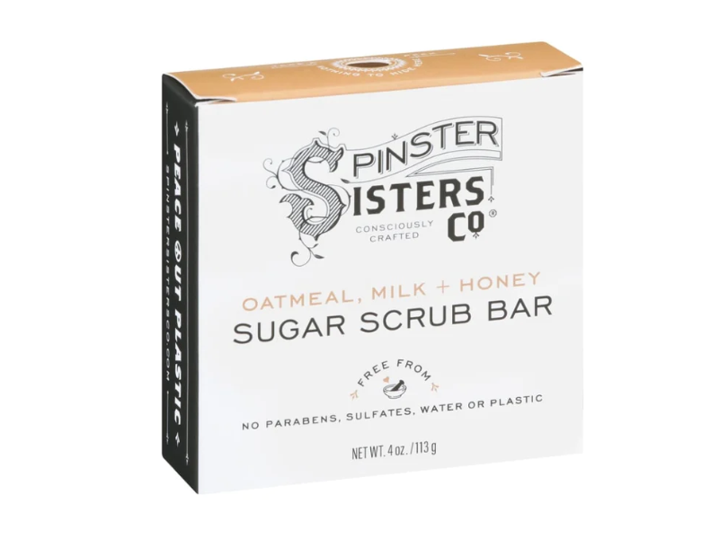 Spinster Sisters Co. Sugar Scrub Bar, Oatmeal Milk & Honey, 4 oz/113 g