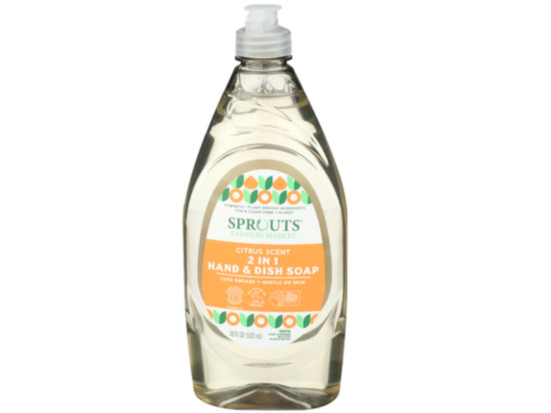 Sprouts 2 In 1 Hand & Dish Soap, Citrus, 18 fl oz/532 mL