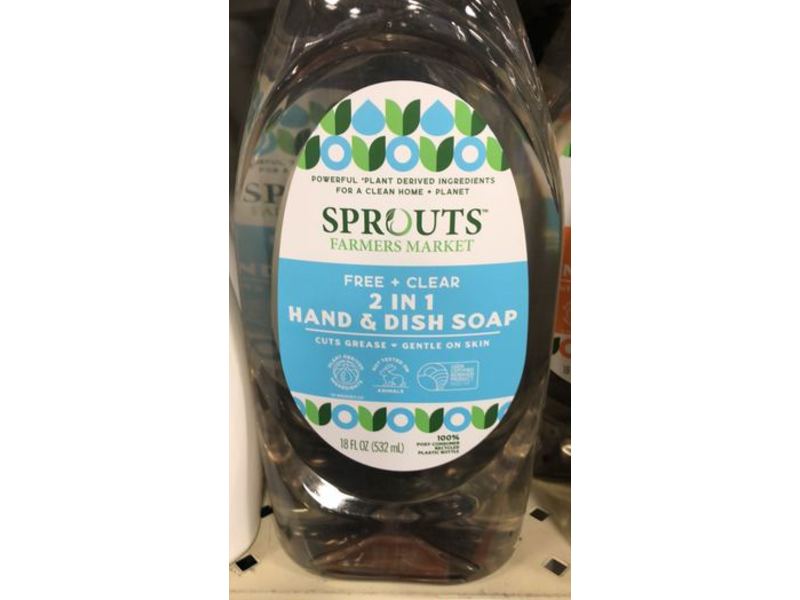 Sprouts Farmers Market 2 In 1 Hand & DIsh Soap, Free + Clear, 18 fl oz/532 mL