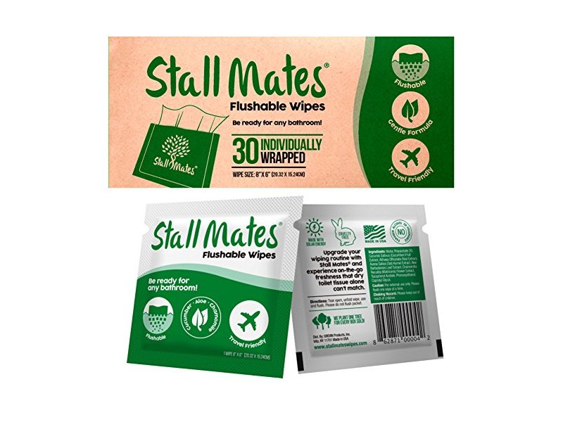 Stall Mates Flushable Wipes, 30 wipes