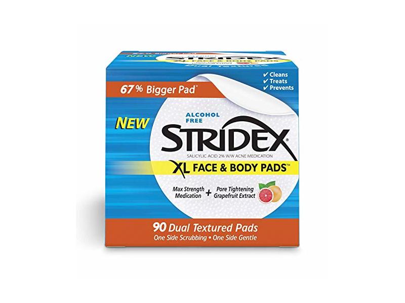 Stridex XL Face & Body Pads, Alcohol Free, 90 Count