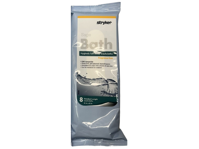 Stryker Sage Impreva Bath Hygienic Full - Body Washcloths, 8 Count