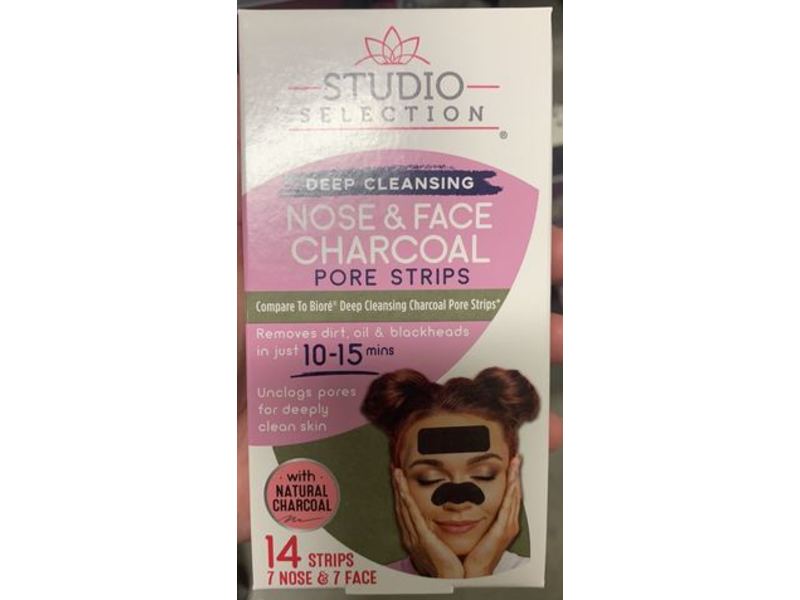 Studio Selection Deep Cleanser Nose & Face Pore Strips, Charcoal, 14 Count