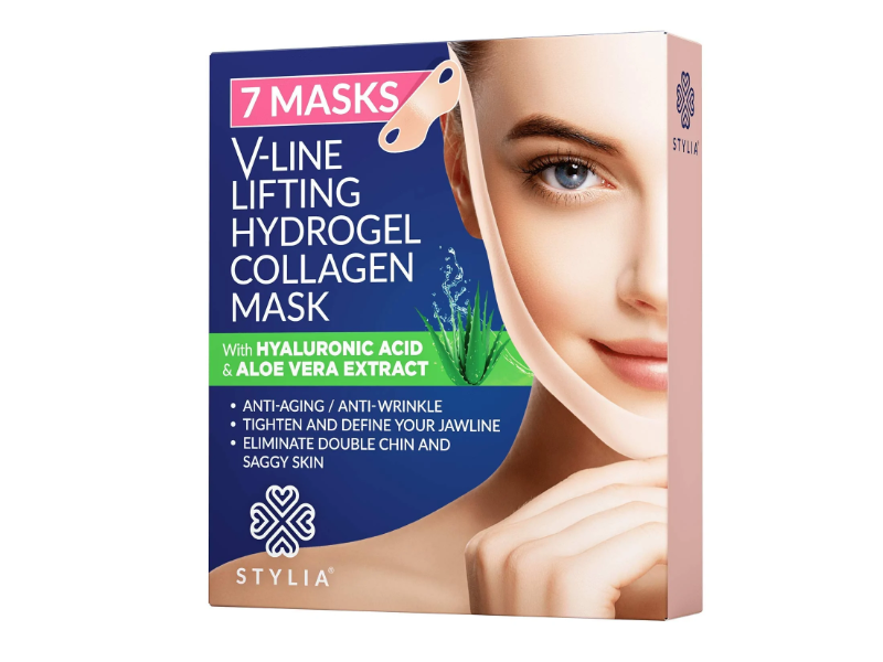 Stylia V-Line Lifting Hydrogel Collagen Mask, Hyaluronic Acid & Aloe Vera, 7 Count