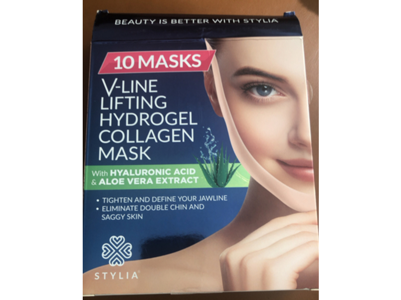Stylia V - Line Lifting Hydrogel Collagen Mask, Hyaluronic Acid & Aloe Vera Extract, 10 Count