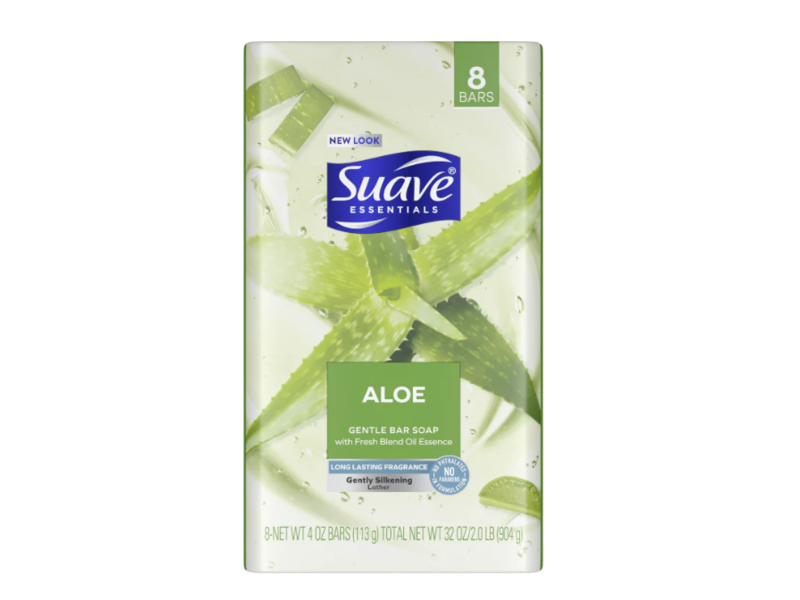 Suave Essentials Gentle Bar Soap, Aloe, 4 oz/113 g, Pack Of 8