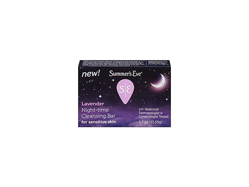 Summer's Eve Lavender Night Time Cleansing Bar, Sensitive Skin, 3.3 ounce