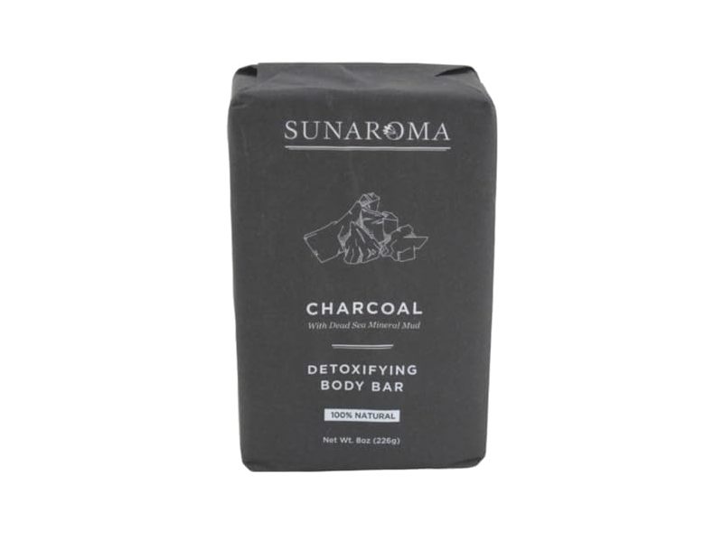 Sunaroma Detoxifying Soap Bar, Charcoal Dead Sea Mineral Mud, 8 oz/226 g, Pack Of 6