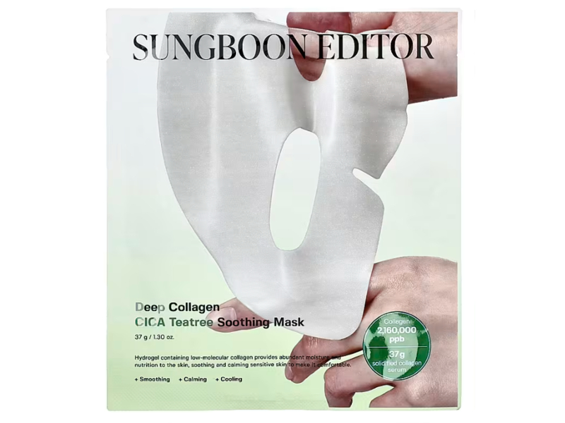 Sungboon Editor Deep Collagen Soothing Facial Mask, CICA Teatree, 1.3 oz/37 g