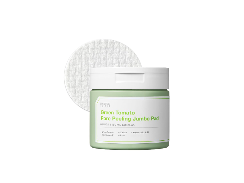 Sungboon Editor Green Tomato Pore Peeling Jumbo Pad, 6.08 fl oz/180 mL, 60 Count