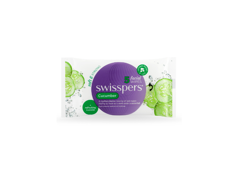 Swisspers Facial Wipes, Cucumber, 5 Count