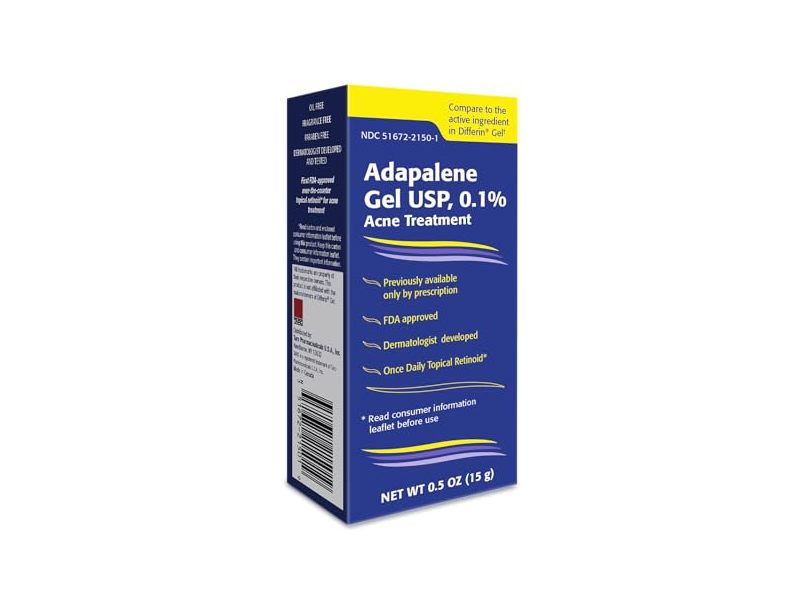 Taro Adapalene USP 0.1% Acne Treatment Gel, 0.5 oz/15 g