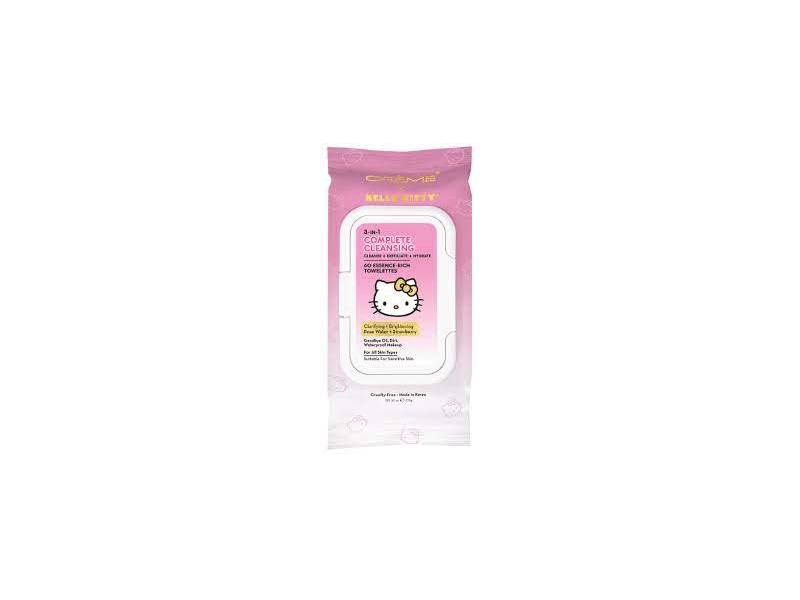The Crème Shop Hello Kitty 3-in-1 Complete Cleansing Facial Towelettes 60 Count Wipes 8.28 Oz.