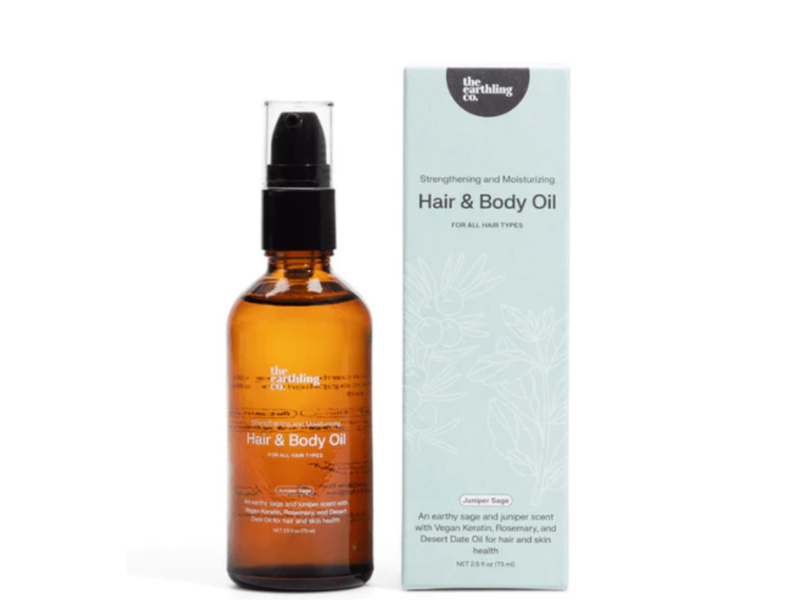 The Earthling Co. Strengthening & Moisturizing Hair + Body Oil, Juniper Sage, 2.5 fl oz/73 mL