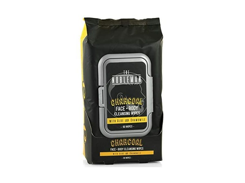 The Nobleman Face & Body Cleansing Wipes, Charcoal, Aloe & Chamomile, 30 Count
