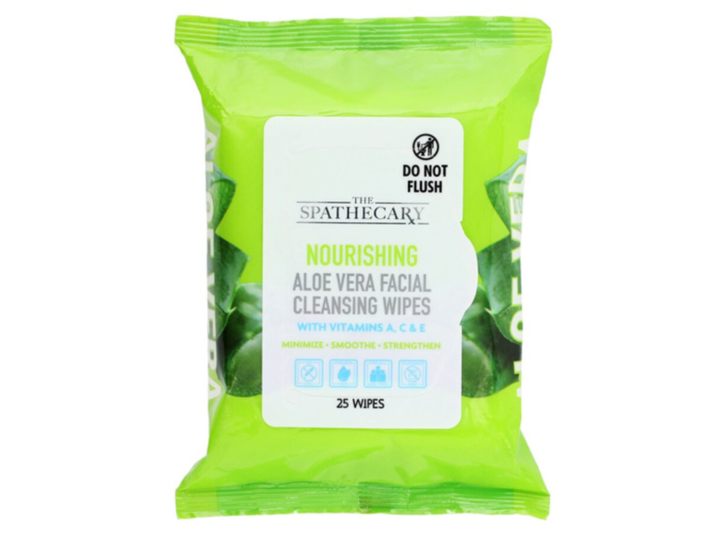 The Spathecary Nourishing Aloe Vera Facial Cleansing Wipes, Vitamin A, C & E, 25 Count