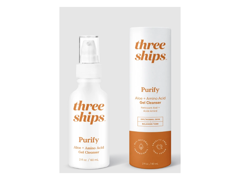 Three Ships Aloe + Amino Acid Cleanser, Purify, 2 fl oz/60 mL