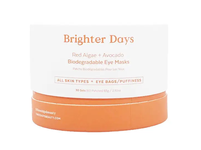 Three Ships Brighter Days Biodegradable Eye Masks, Red Algae + Avocado, 2.92 oz/83 g, 60 Count