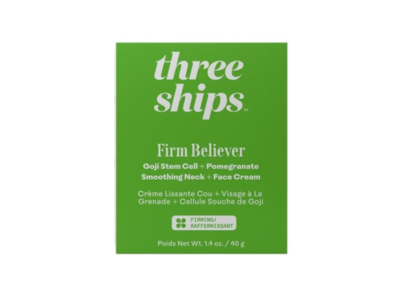 Three Ships Firm Believer Smoothing Neck + Face Cream, Goji Stem Cell & Pomegranate, 1.4 fl oz/40 g
