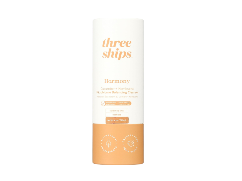 Three Ships Harmony Microbiome Balancing Cleanser, Cucumber + Kombucha, 4 oz/118 mL