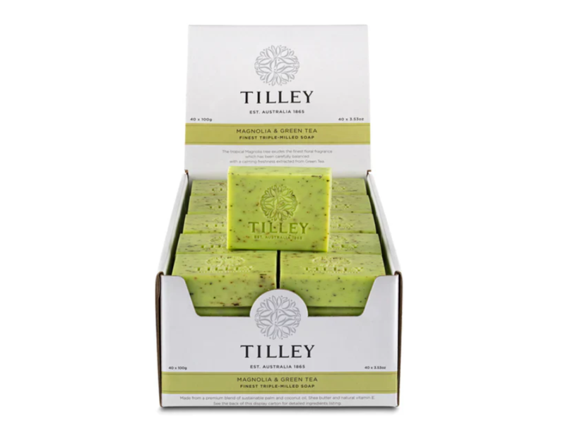 Tilley Finest Triple-Milled Soap, Magnolia & Green Tea, 3.53 oz/100 g, 40 Count