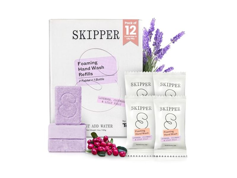 Tirtyl Skipper Foaming Hand Soap Tablet Refills, Lavender + Cucumber & Lilly Pilly, 12 Count