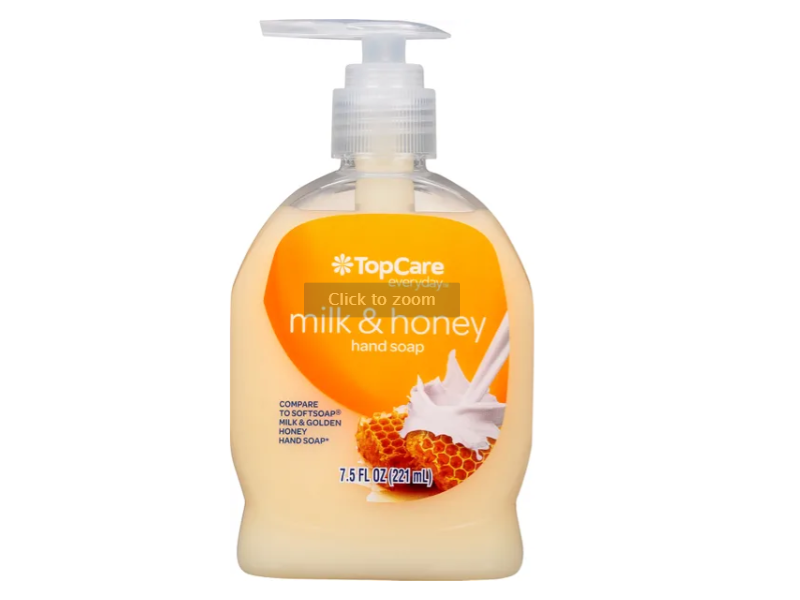 Top Care Hand Soap, Milk & Honey, 7.5 fl oz/221 mL