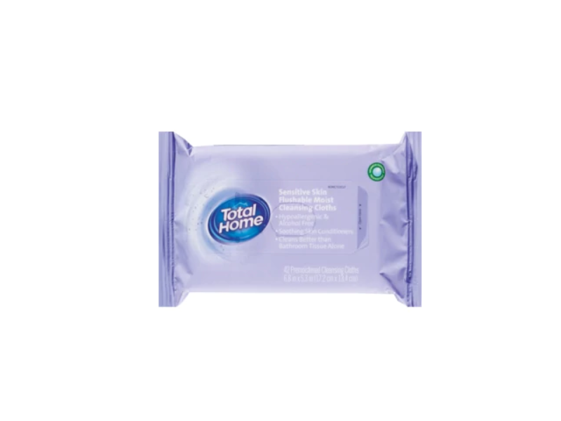 Total Home Flushable Moist Cleansing Cloths, 42 count