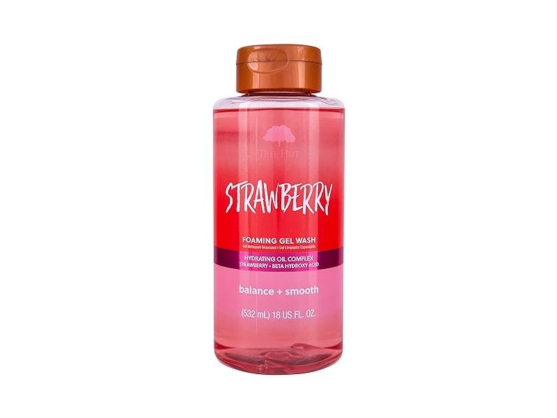 Tree Hut Balance & Smooth Foaming Gel Wash, Strawberry, 18 fl oz/532 mL