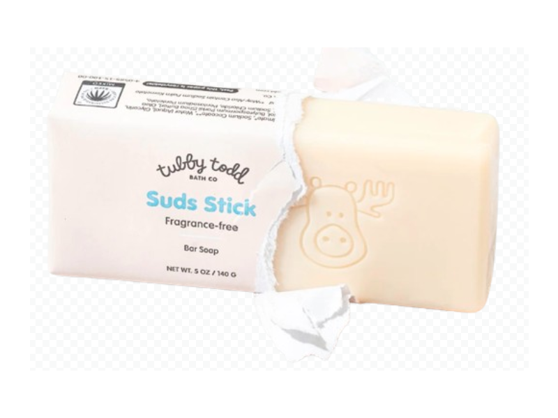 Tubby Todd Bath Co Suds Stick Bar Soap, Fragrance-Free, 5 oz/146 g