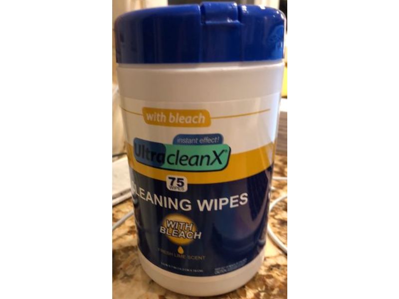 UltraClean X Cleaning Wipes With Bleach, Fresh Lime, 75 Count