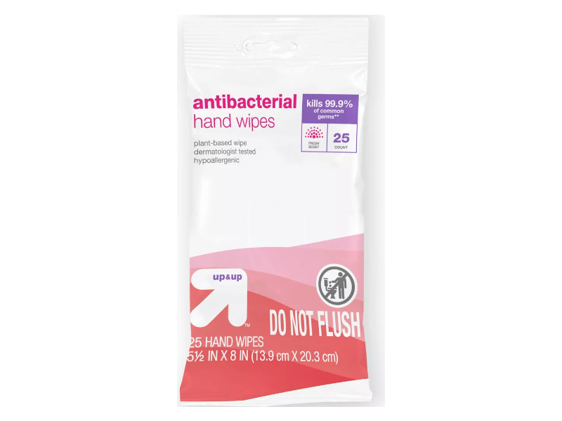 Up & Up Antibacterial Hand Wipes, Fresh Scent, 25 Count
