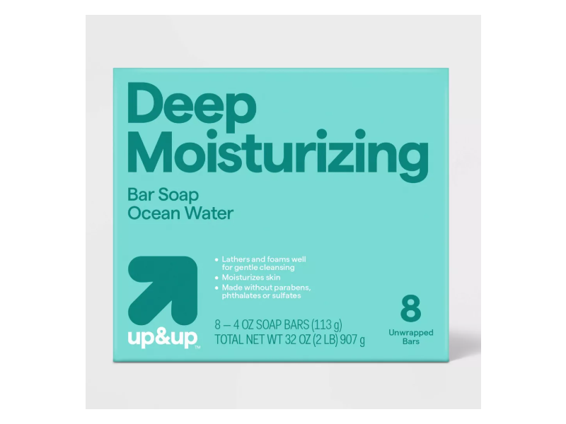 up&up Deep Moisturizing Bar Soap, Ocean Water, 32 oz/907 g, Pack Of 8
