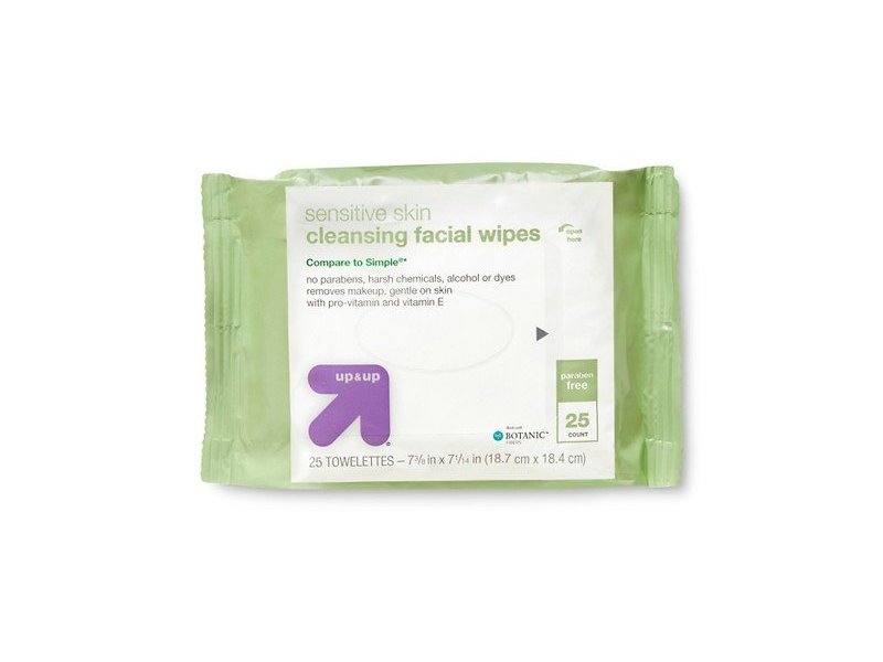 up & up Wipe Sensitive Skin Cleansing Facial Cleansing Wipes, 25 count