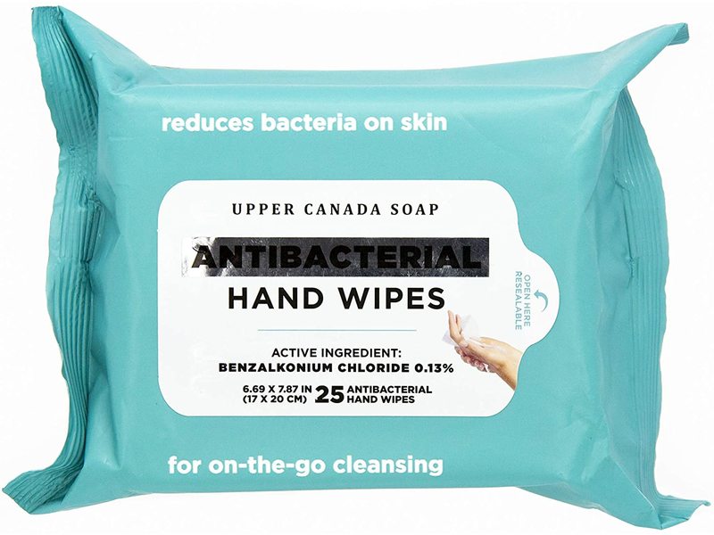 Upper Canada Soap Antibacterial Hand Wipes, 25 Count