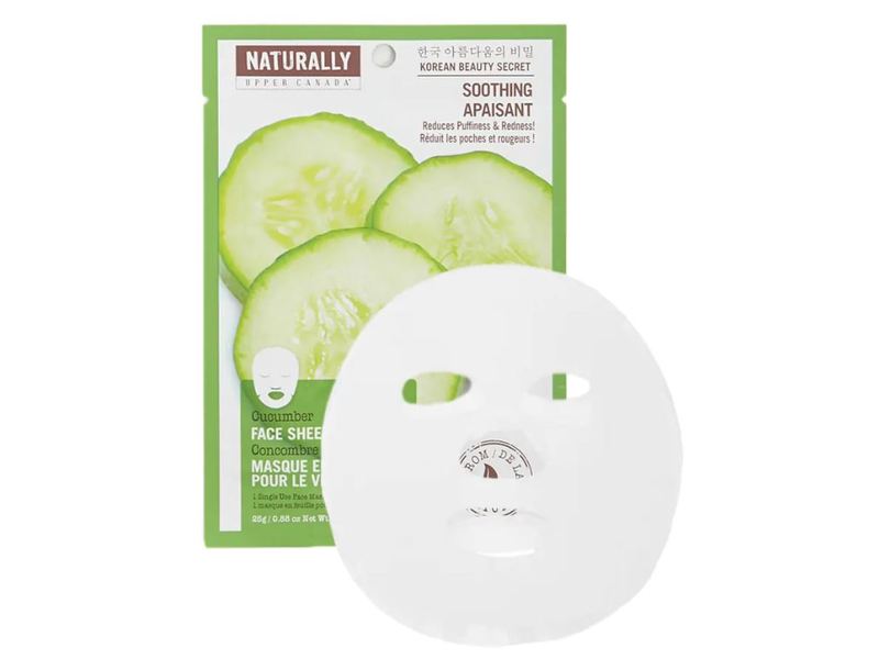 Upper Canada Soap Soothing Face Sheet Mask, Cucumber, 0.88 oz