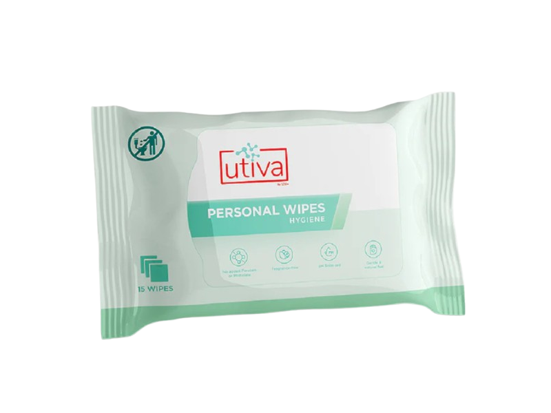 Utiva Personal Wipes, 15 Wipes