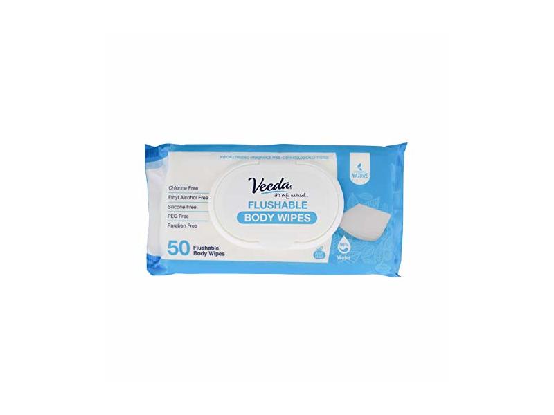 Veeda Flushable Body Wipes, 50 Count