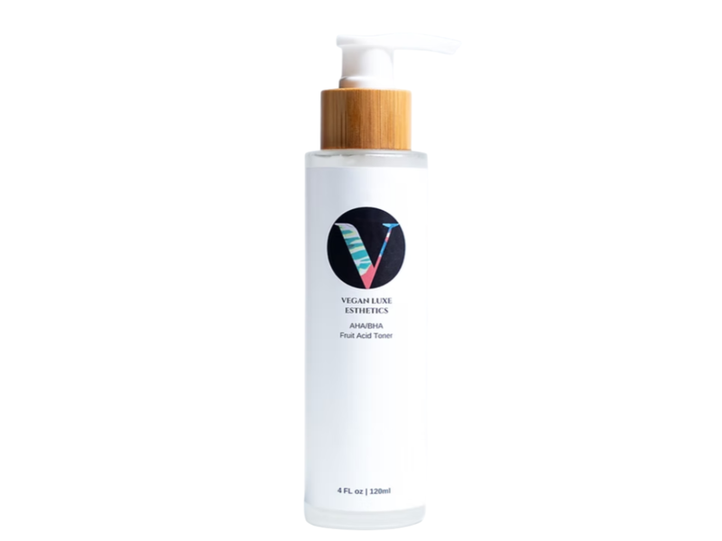 Vegan Luxe Esthetics AHA/BHA Fruit Acid Toner, 4 fl oz/120 mL