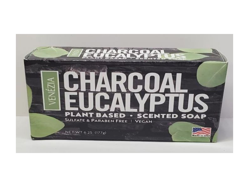 Venezia Plant Based Scented Soap, Charcoal Eucalyptus, 6.25 oz/177 g