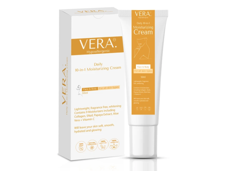 Vera. Skincare Philippines Hypoallergenic Daily 10-In-1 Moisturizing Cream, Fragrance Free, Face & Body, 50 mL