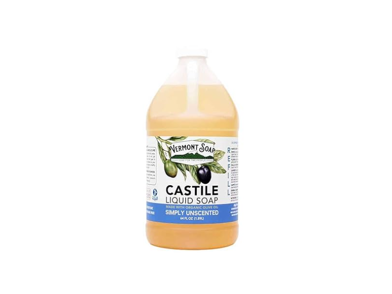 Vermont Soap Castile Liquid Soap, Organic Olive Oil, 64 fl oz/1.89 L