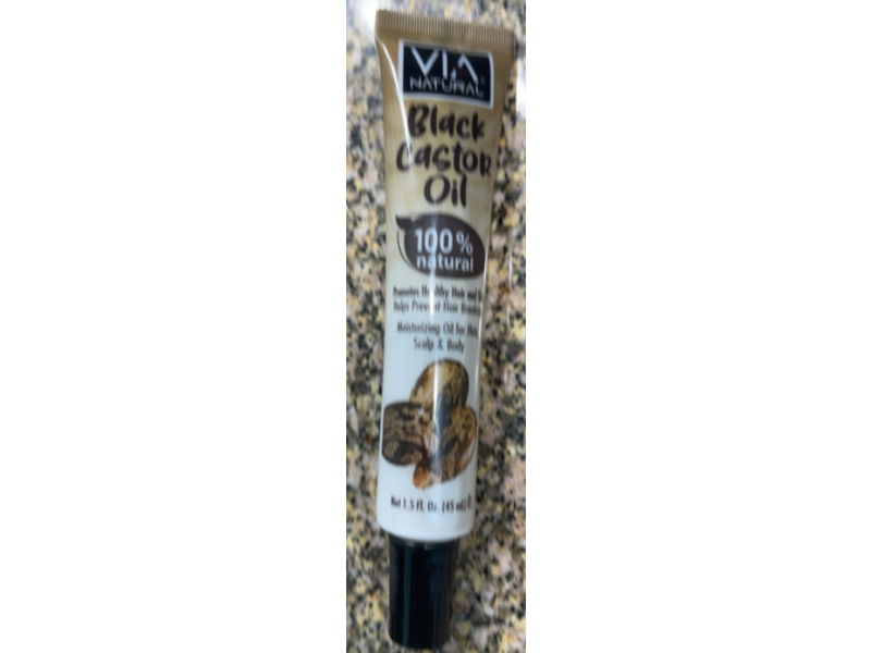 Via Natural Moistening Hair Scalp & Body Oil, Black Castor, 1.5 fl oz/45 mL
