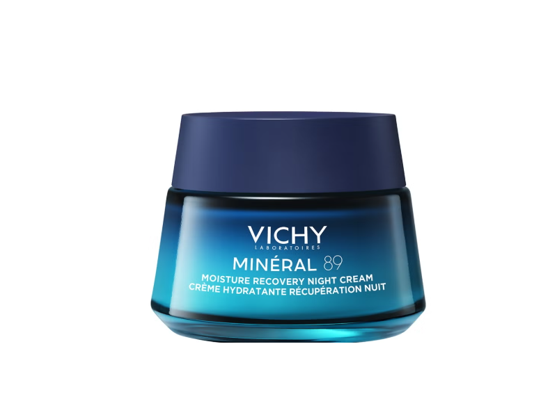 Vichy Laboratories Moisture Recovery Night Cream, Pure Hyaluronic Acid + Minearals, 1.69 fl oz/50 mL