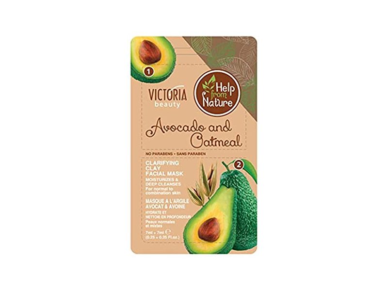 Victoria Beauty Clarifying Clay Mask Avocado & Oatmeal, 0.25 fl oz/7 mL